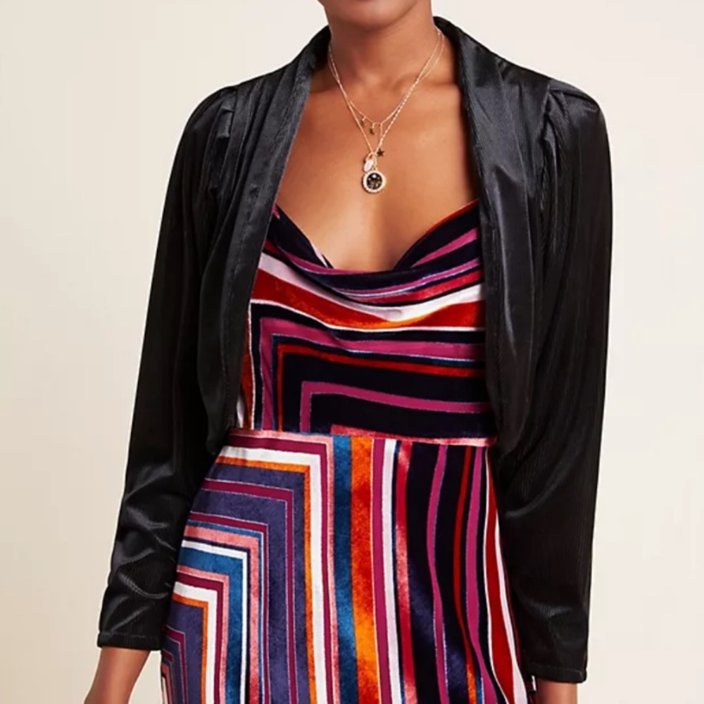 Anthropologie Amadi Verity Velvet Cropped Jacket
